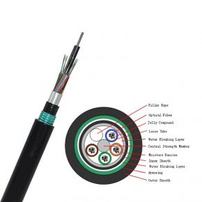 outdoor singlemode underground direct buried armoured steel tape fiber optic cable GYTA53 double jacket fibra optica cable