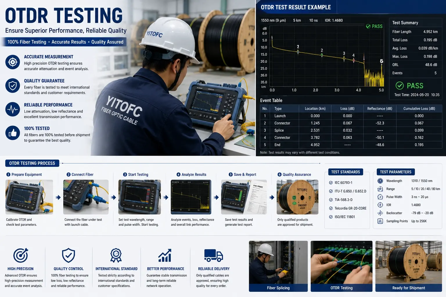 OTDR testing for ASU fiber optic cable project
