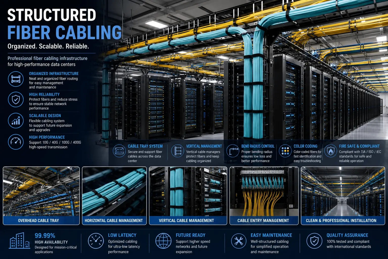 Structured fiber cabling solution for enterprise data center